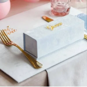RTS Unique Packaging Magnetic Suede Boxes Royal and Elegant Customized Gold Foil logo Wedding Velvet Gift Box with Silk Ribbon